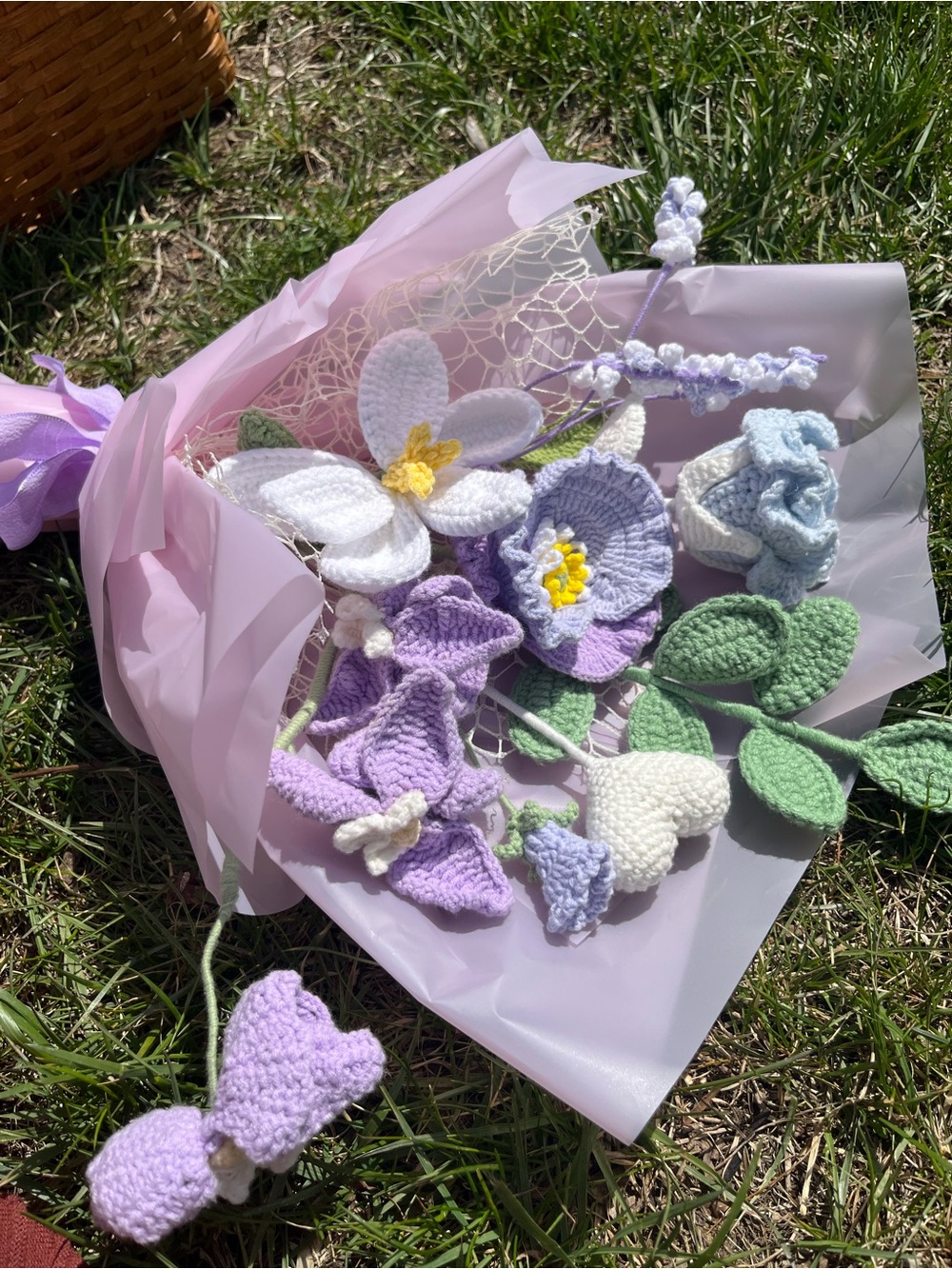 Handmade Lavender Crochet Flower Bouquet - Women Accessories